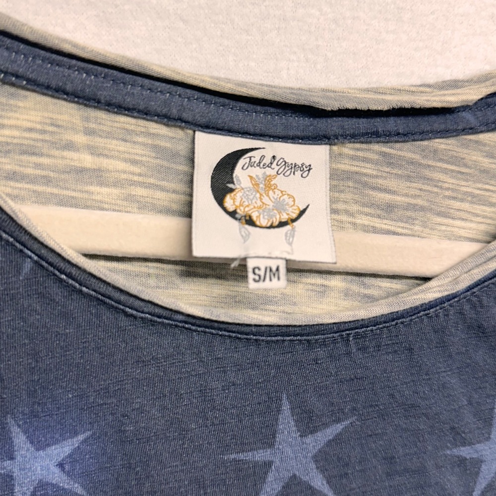 Jaded Gypsy Moon Dance Tee Women S/M Moon Wander Blue Star Clown Graphic Shirt - Picture 3 of 9